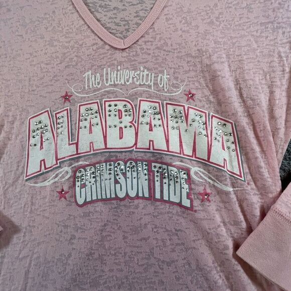 Campus Lifestyle Womens Hooded T-Shirt S Pink Alabama Crimson Tide Rhinestone‎ - Picture 3 of 11